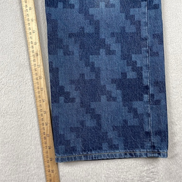 Gap x Dap Harlem Jeans Mens 32x29 Baggy Blue Houndstooth Pattern Y2K Skater Rare - Picture 8 of 10